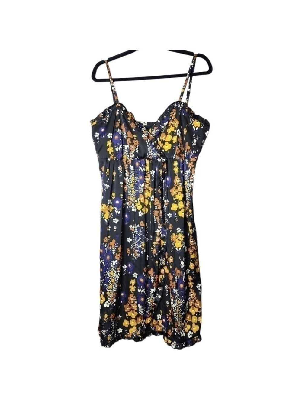 H&M Sundress Floral Satin Slip  Dress Spaghetti Strap Size 14